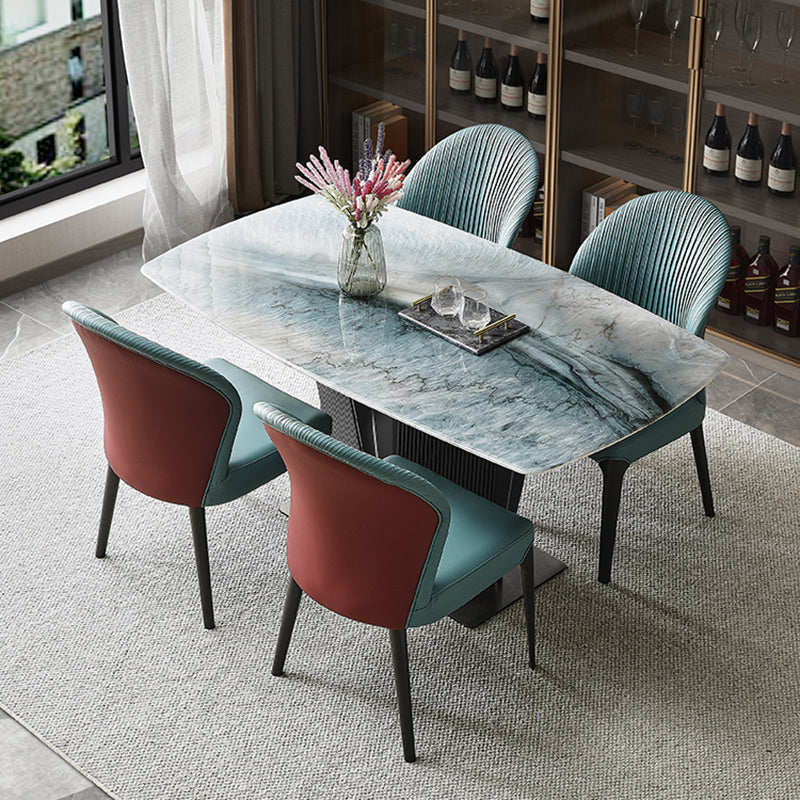 Rectangle Dining Set 1/5 Pcs Marble Dining Table with Upholstered Chairs