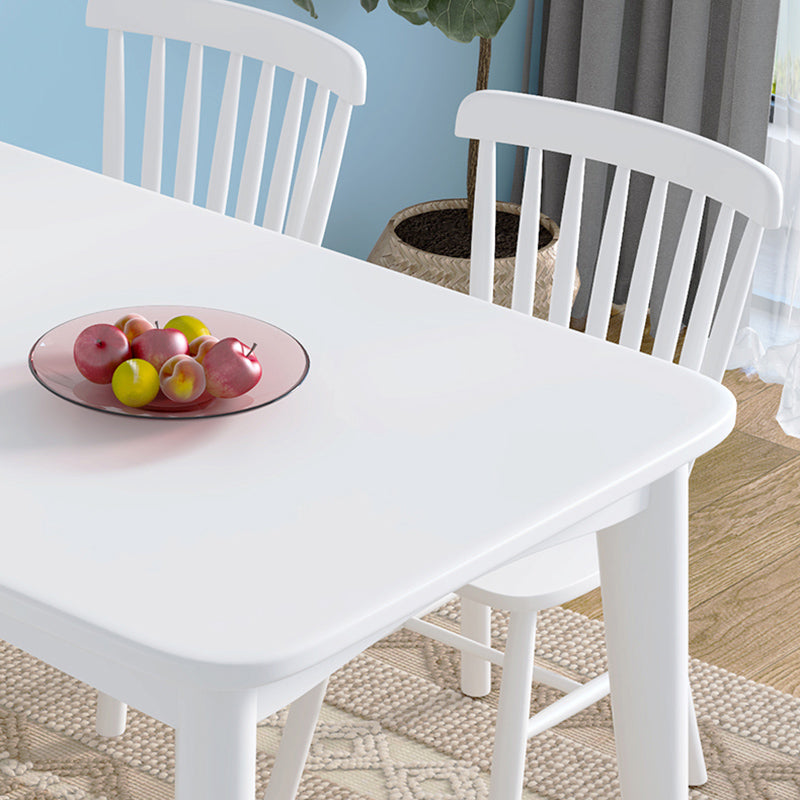 White Dining Table Set 1/5/7 Pcs Rubberwood Solid Wood Dining Table and Chairs