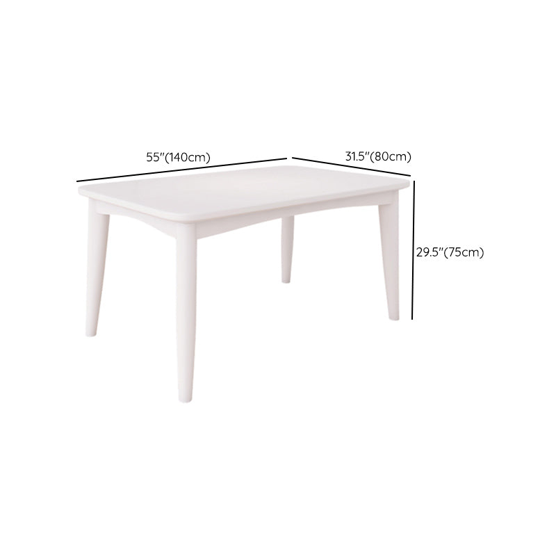 White Dining Table Set 1/5/7 Pcs Rubberwood Solid Wood Dining Table and Chairs