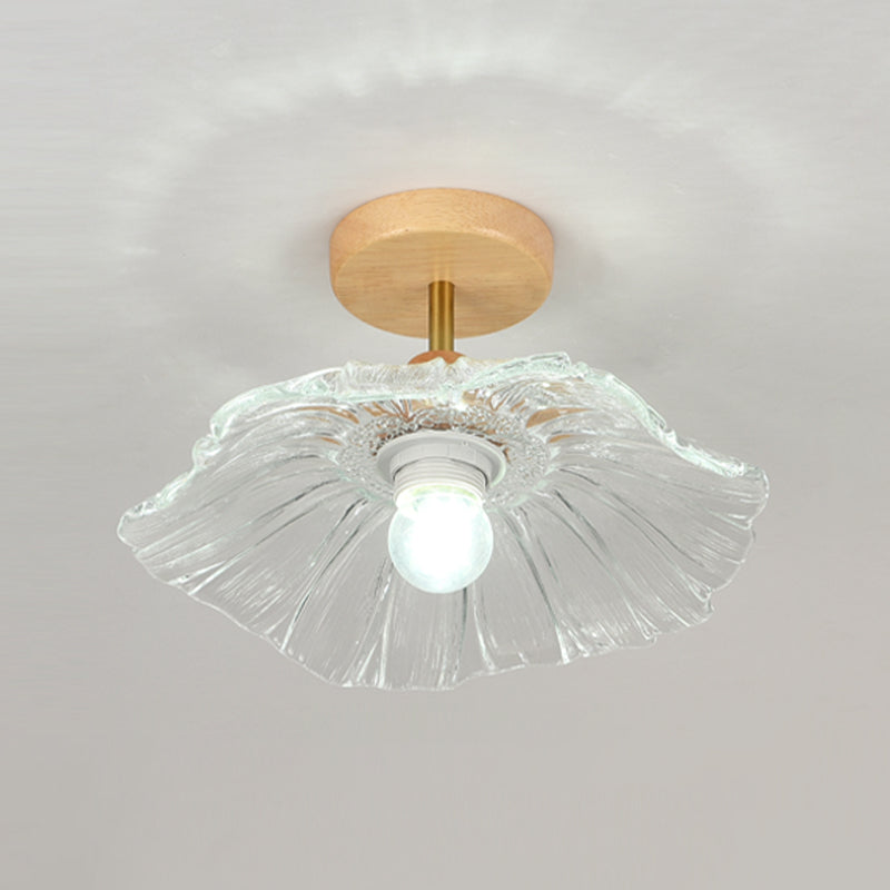 Japanese Style Ceiling Lamp Circle Shape Ceiling Light with Glass Shade for Living Room