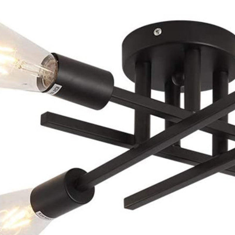 Industrial Semi Flush Light Fixtures Exposed Bulb Ceiling Lamp for Bedroom