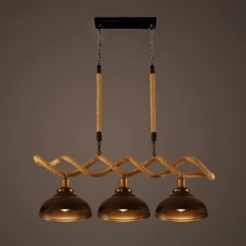3 - Head Industrial Kitchen Island Fixture Hemp Rope Ceiling Pendant Light