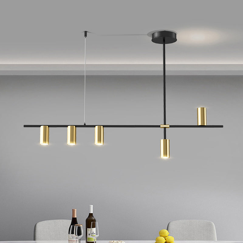 Modern 5 - Light Ceiling Pendant Fixture in Black and Gold Finish Kitchen Island Light