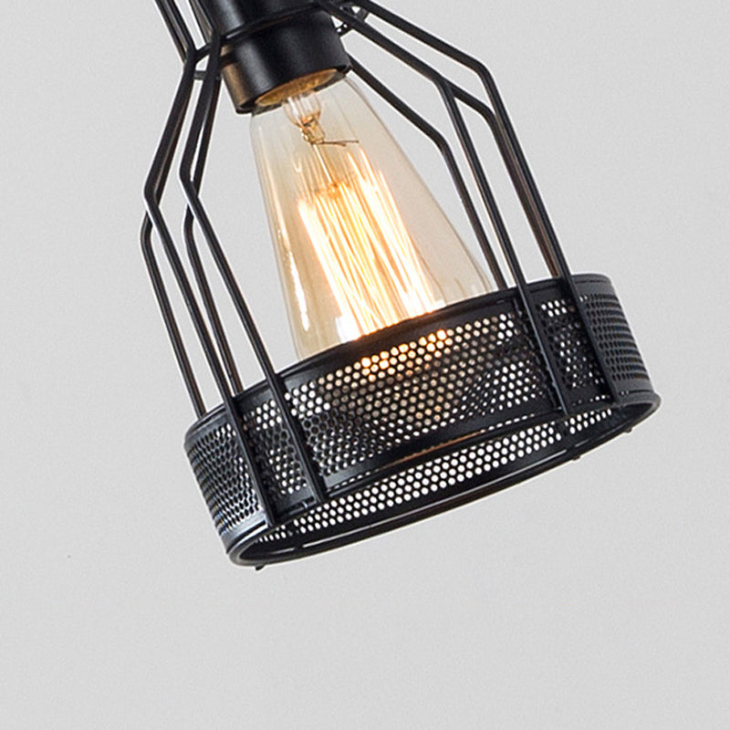 3 / 5 - Light Kitchen Island Fixture Wood and Iron Ceiling Lighting with Hemp Rope