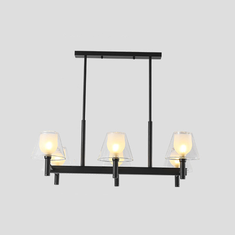 Industrial Island Light Glass Pendant Lighting Fixture for Dining Room