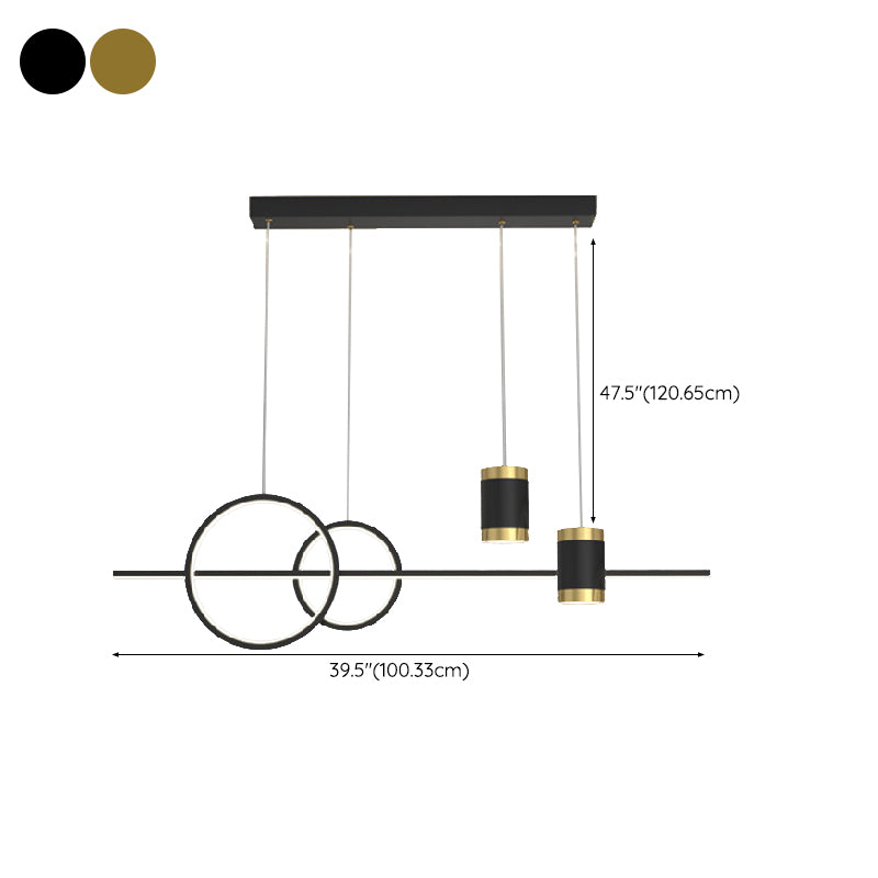 5-Light Contemporary Black/Golden Island Lighting LED Ceiling Light for Bedroom