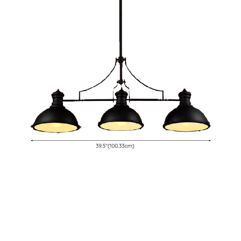Industrial 3 Lights Island Light Metallic Pendant Lighting Fixture for Dining Room