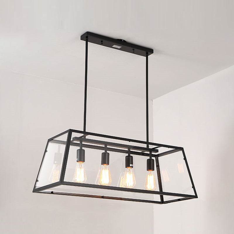 Industrial Black Island Light Metallic Pendant Lighting Fixture for Dining Room