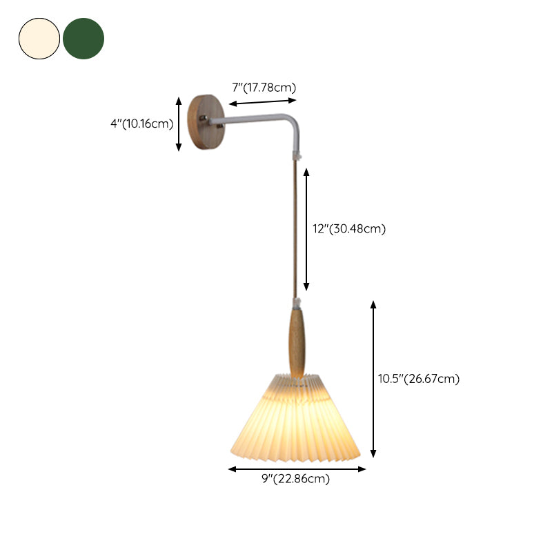 Modern Style Cone Shade Wall Light Wood 1 Light Sconces for Bedroom