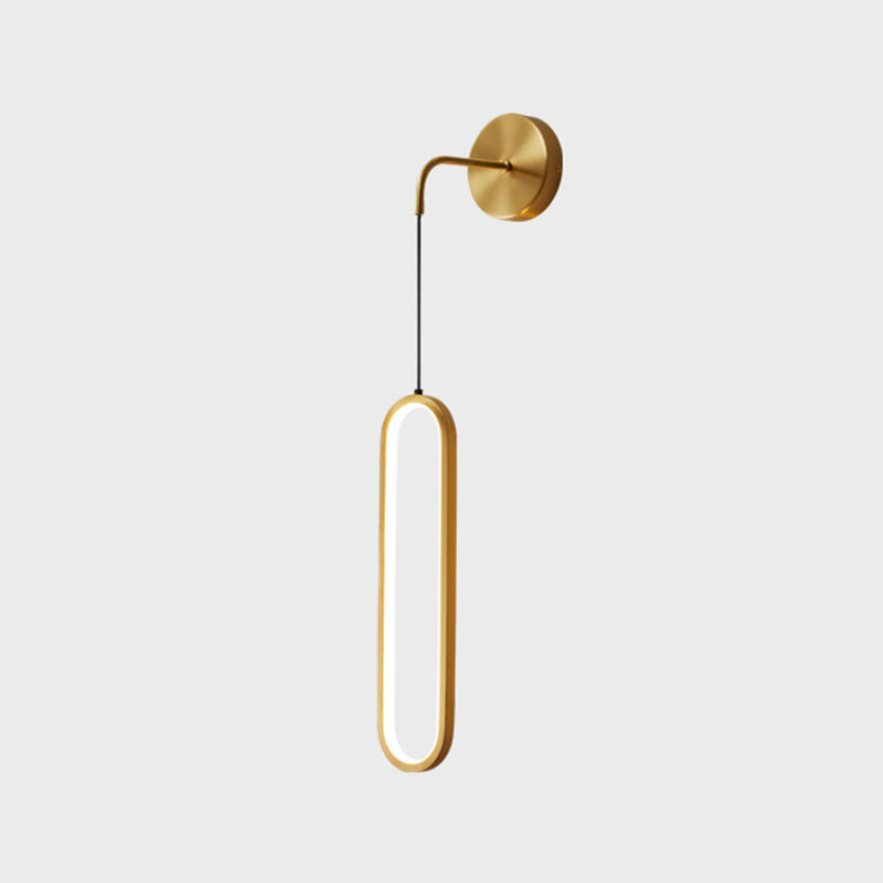 Minimalism LED Wall Sconce Oval Brass Sconce Lighting for Bedroom