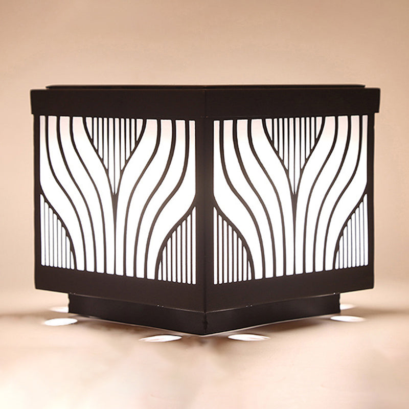 Black Waterproof Pillar Lamp Square Solar Outdoor Lights for Garden