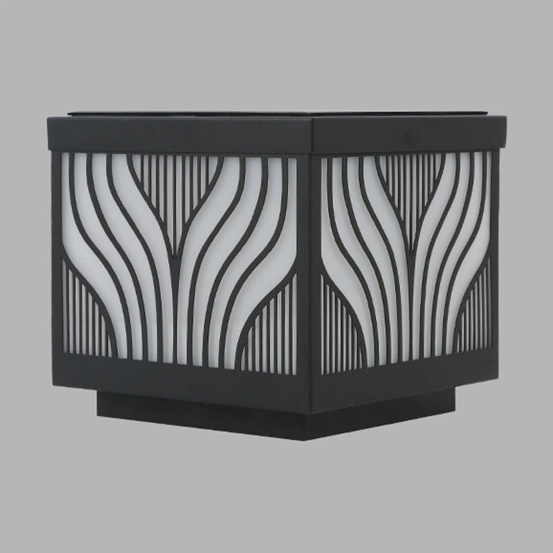 Black Waterproof Pillar Lamp Square Solar Outdoor Lights for Garden