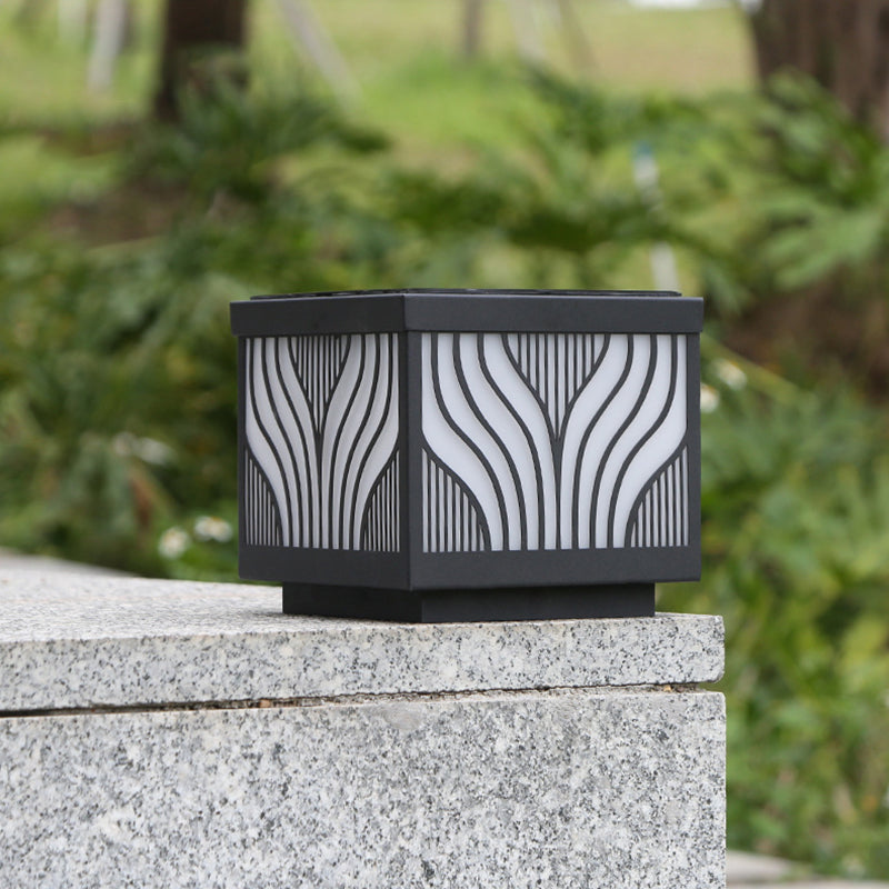 Black Waterproof Pillar Lamp Square Solar Outdoor Lights for Garden
