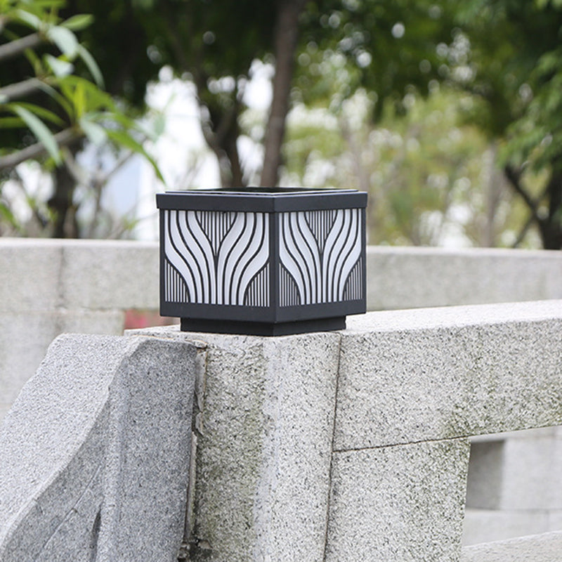 Black Waterproof Pillar Lamp Square Solar Outdoor Lights for Garden