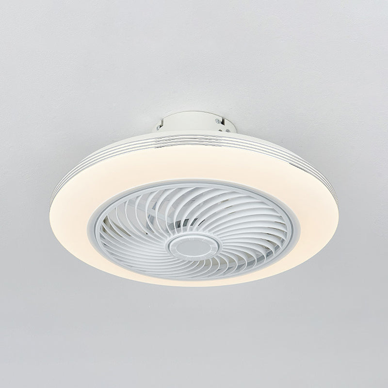 1 - Light LED Ceiling Fan Plastic and Acrylic in White Fan Fixture