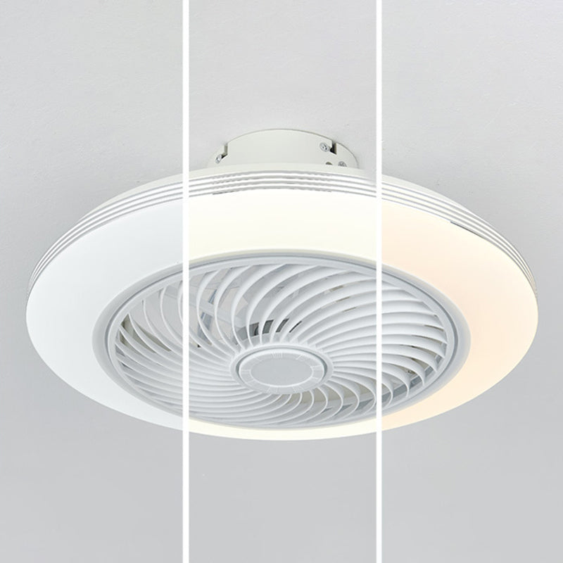 1 - Light LED Ceiling Fan Plastic and Acrylic in White Fan Fixture