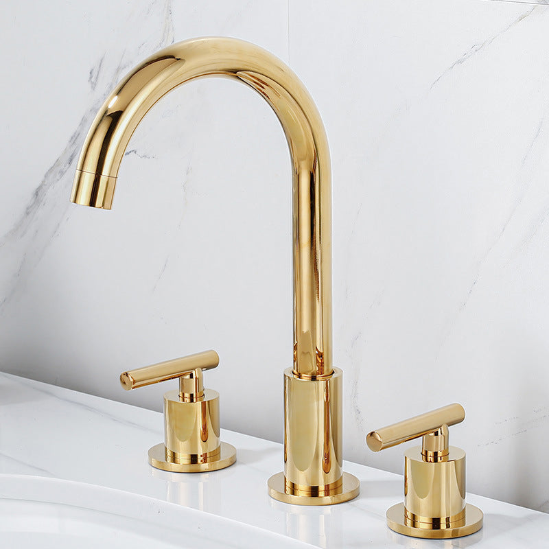 High-Arc Sink Faucet 3 Hole Lever Handle Bathroom Faucet with Water Hose