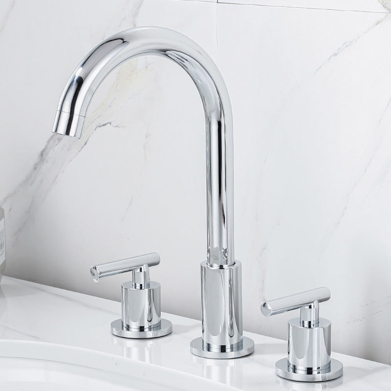 High-Arc Sink Faucet 3 Hole Lever Handle Bathroom Faucet with Water Hose