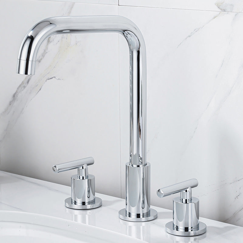 High-Arc Sink Faucet 3 Hole Lever Handle Bathroom Faucet with Water Hose