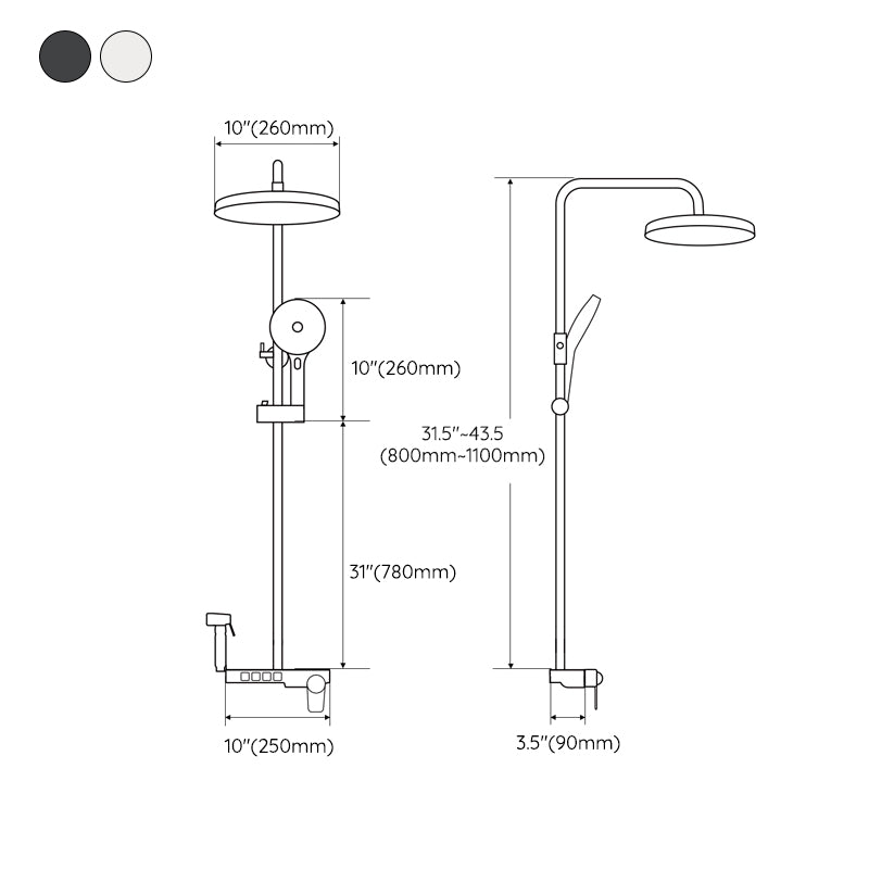 Shower System Round Adjustable Spray Pattern Massage Jet Handheld Shower Head Shower Trim