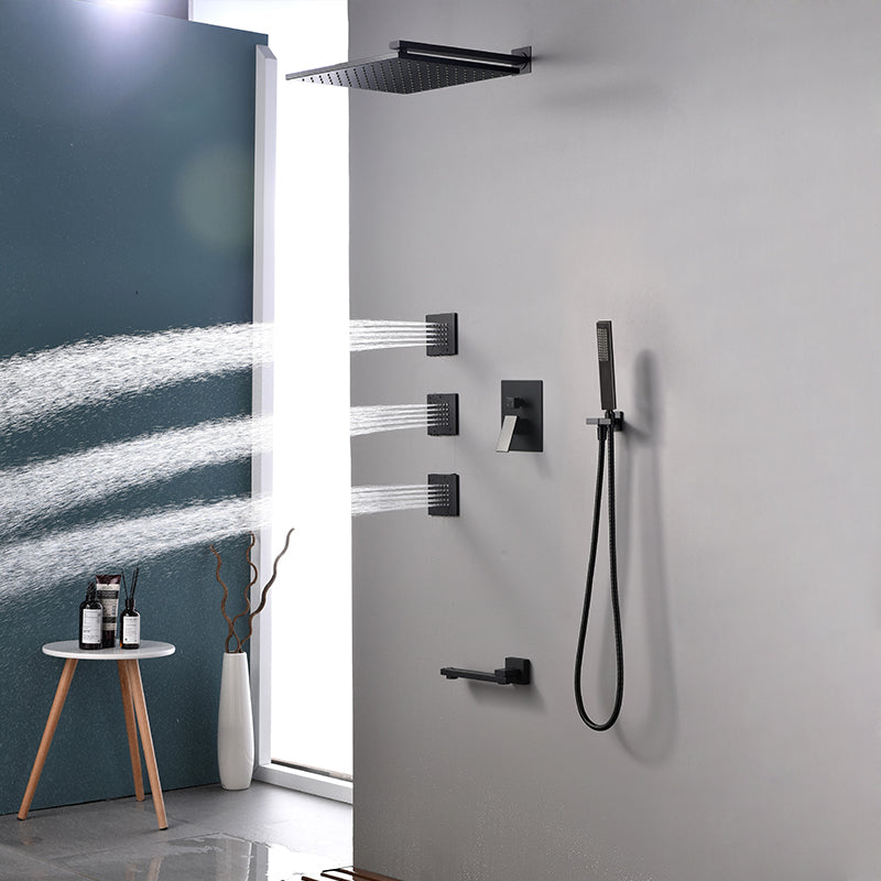 Modern Shower Faucet Brass Square Adjustable Shower Head Wall Mounted Shower Set