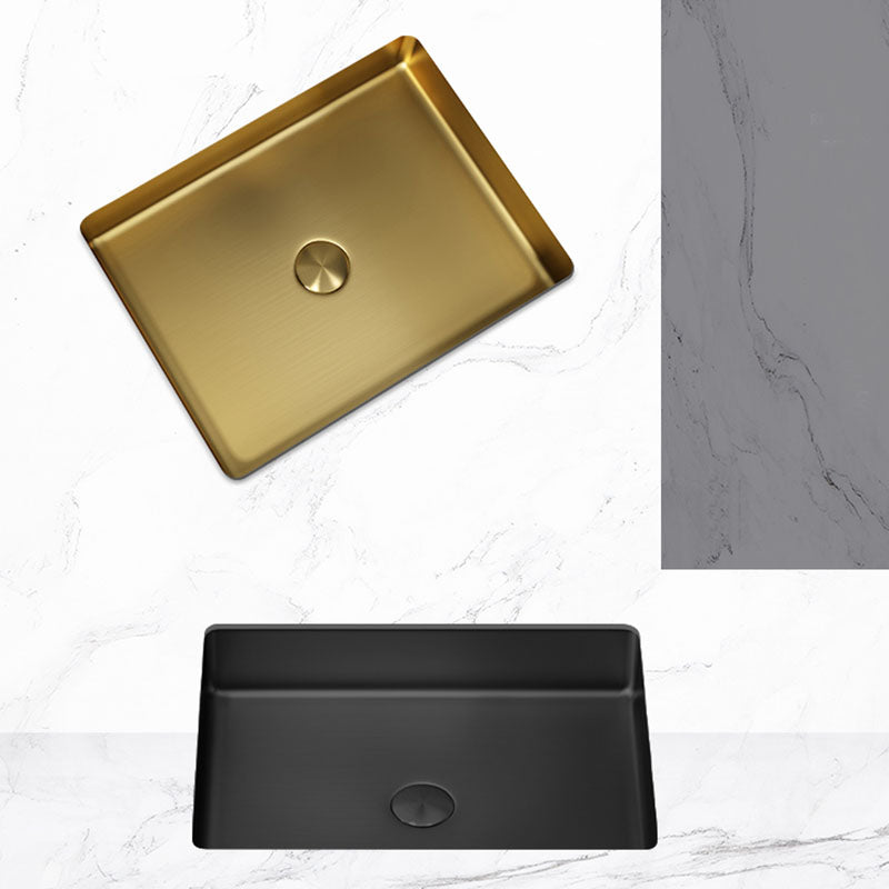 Modern Bathroom Sink Metal Rectangular Drop-in Bathroom Sink with Pop-Up Drain