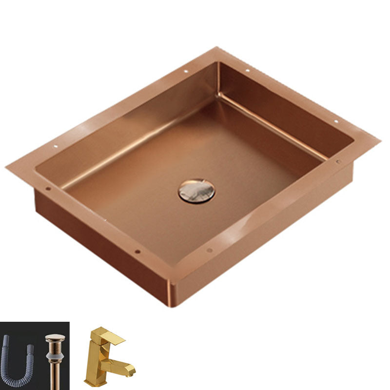 Modern Bathroom Sink Metal Rectangular Drop-in Bathroom Sink with Pop-Up Drain