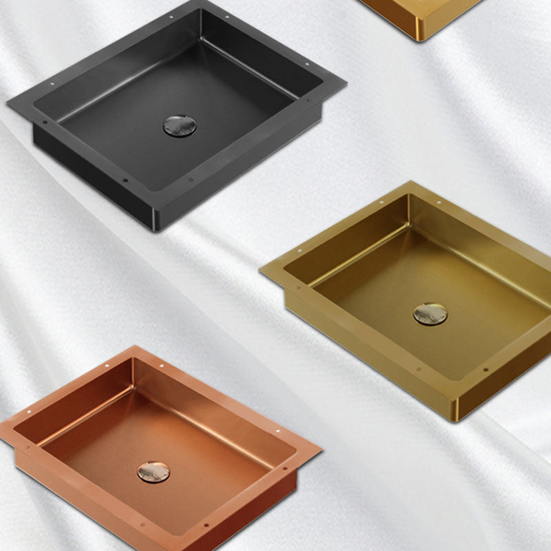 Modern Bathroom Sink Metal Rectangular Drop-in Bathroom Sink with Pop-Up Drain