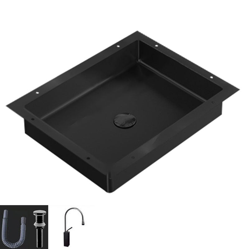 Modern Bathroom Sink Metal Rectangular Drop-in Bathroom Sink with Pop-Up Drain