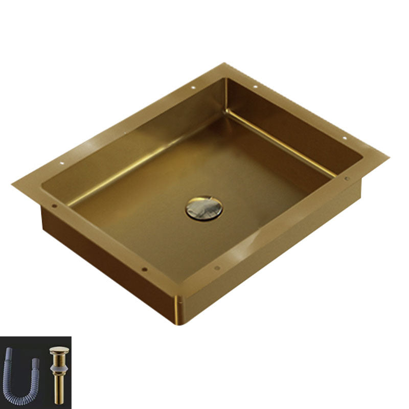 Modern Bathroom Sink Metal Rectangular Drop-in Bathroom Sink with Pop-Up Drain