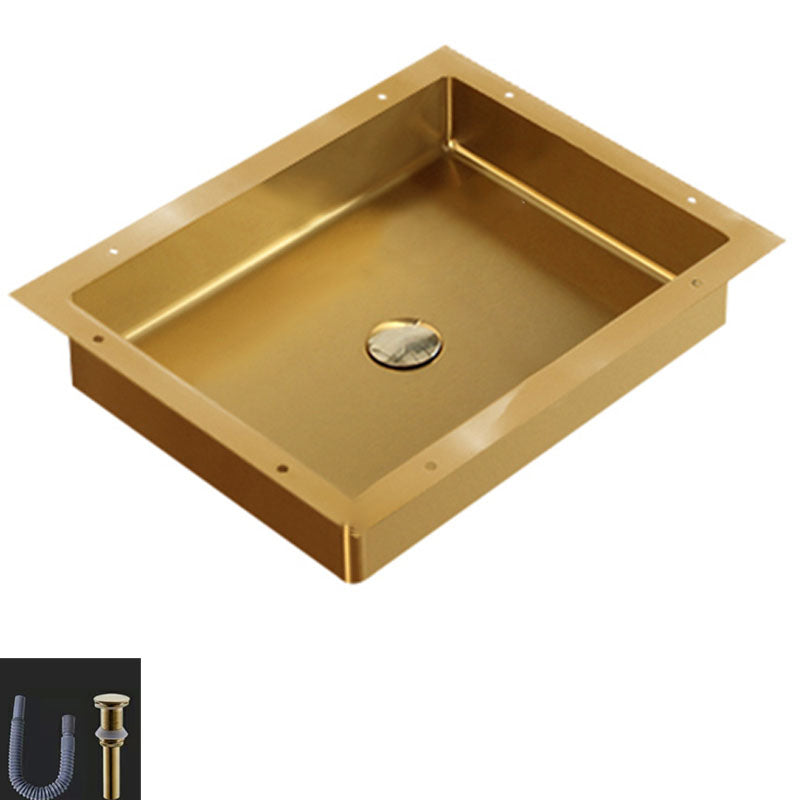 Modern Bathroom Sink Metal Rectangular Drop-in Bathroom Sink with Pop-Up Drain