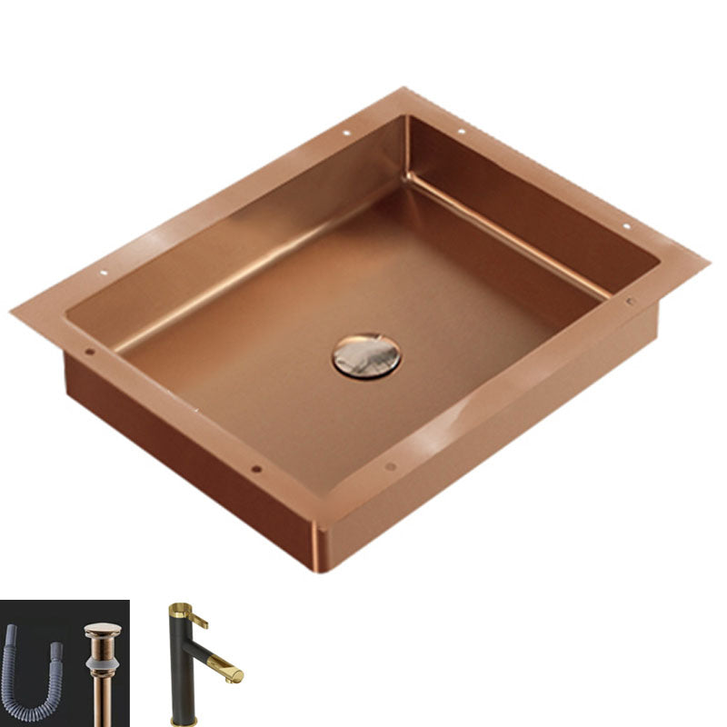 Modern Bathroom Sink Metal Rectangular Drop-in Bathroom Sink with Pop-Up Drain