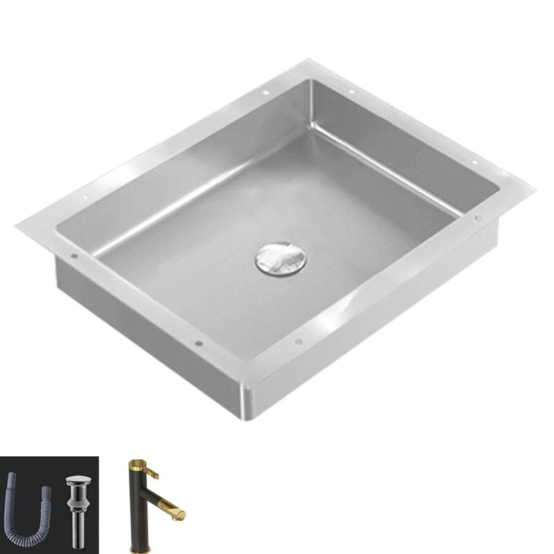Modern Bathroom Sink Metal Rectangular Drop-in Bathroom Sink with Pop-Up Drain