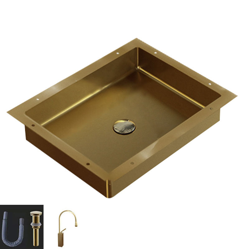 Modern Bathroom Sink Metal Rectangular Drop-in Bathroom Sink with Pop-Up Drain