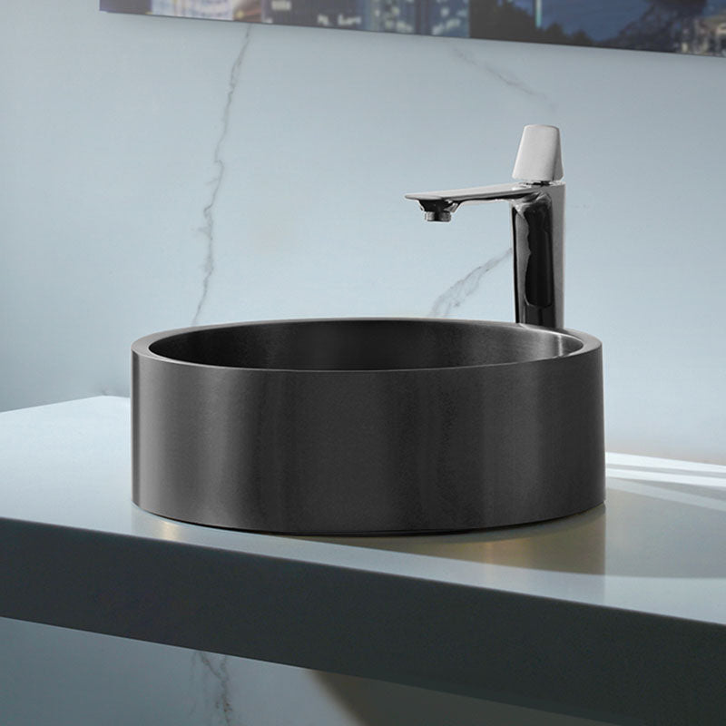 Contemporary Bathroom Sink Metal Round Vessel Bathroom Sink with Pop-Up Drain