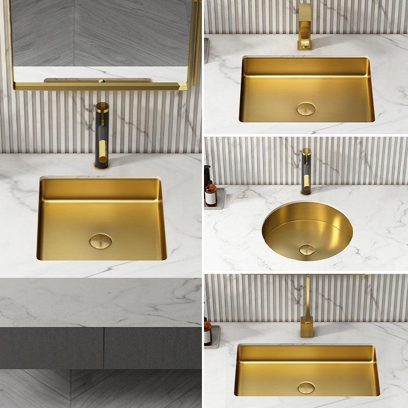 Contemporary Bathroom Sink Metal Rectangular Drop-in Bathroom Sink with Pop-Up Drain