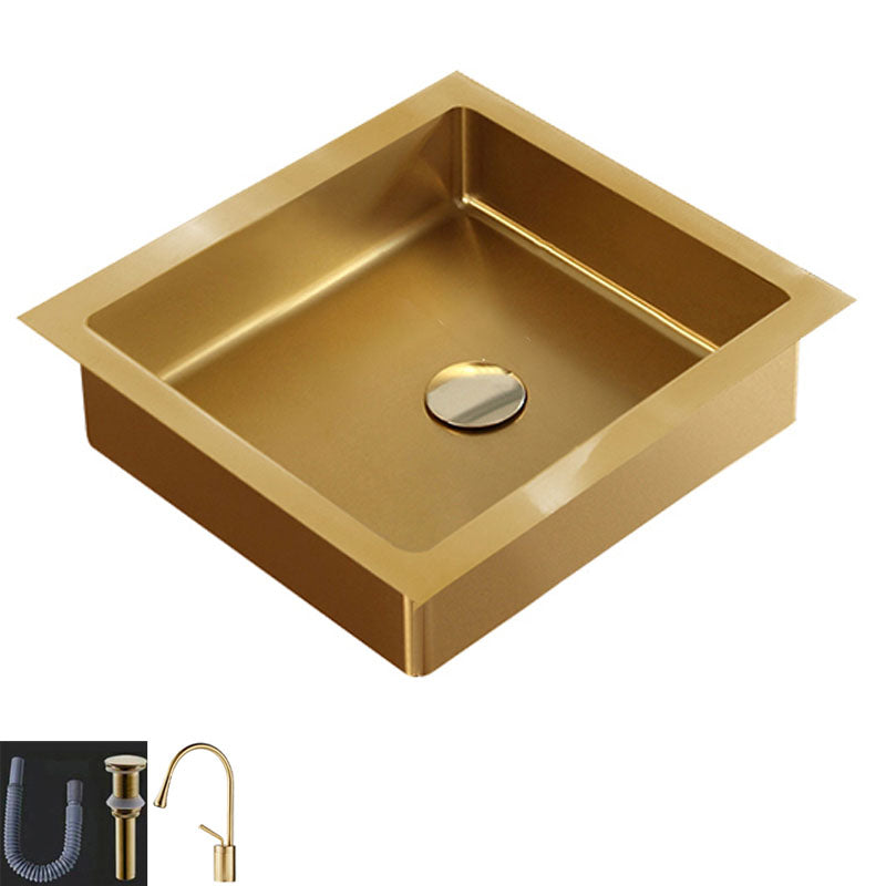 Contemporary Bathroom Sink Metal Rectangular Drop-in Bathroom Sink with Pop-Up Drain