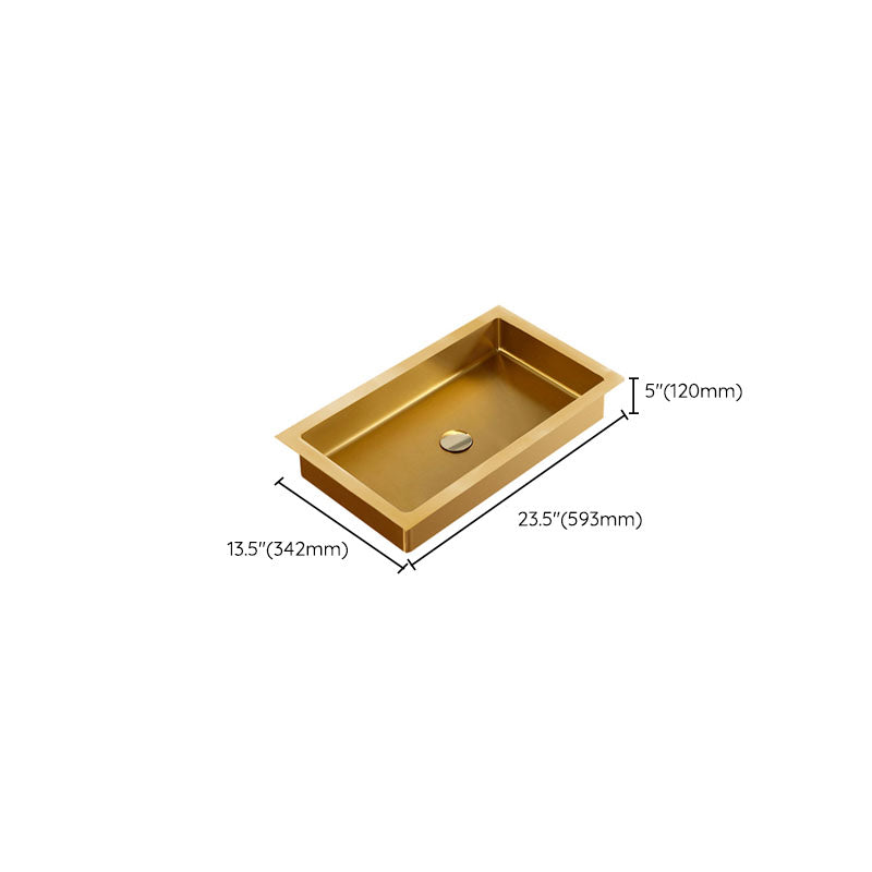 Contemporary Bathroom Sink Metal Rectangular Drop-in Bathroom Sink with Pop-Up Drain