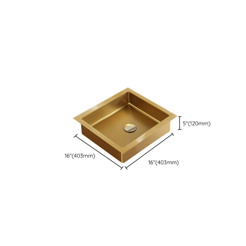 Contemporary Bathroom Sink Metal Rectangular Drop-in Bathroom Sink with Pop-Up Drain
