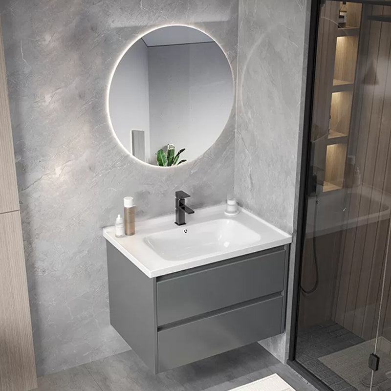 Modern Gray Vanity Sink Mirror Cabinet Wall-Mounted Bathroom Vanity Cabinet with Drawers