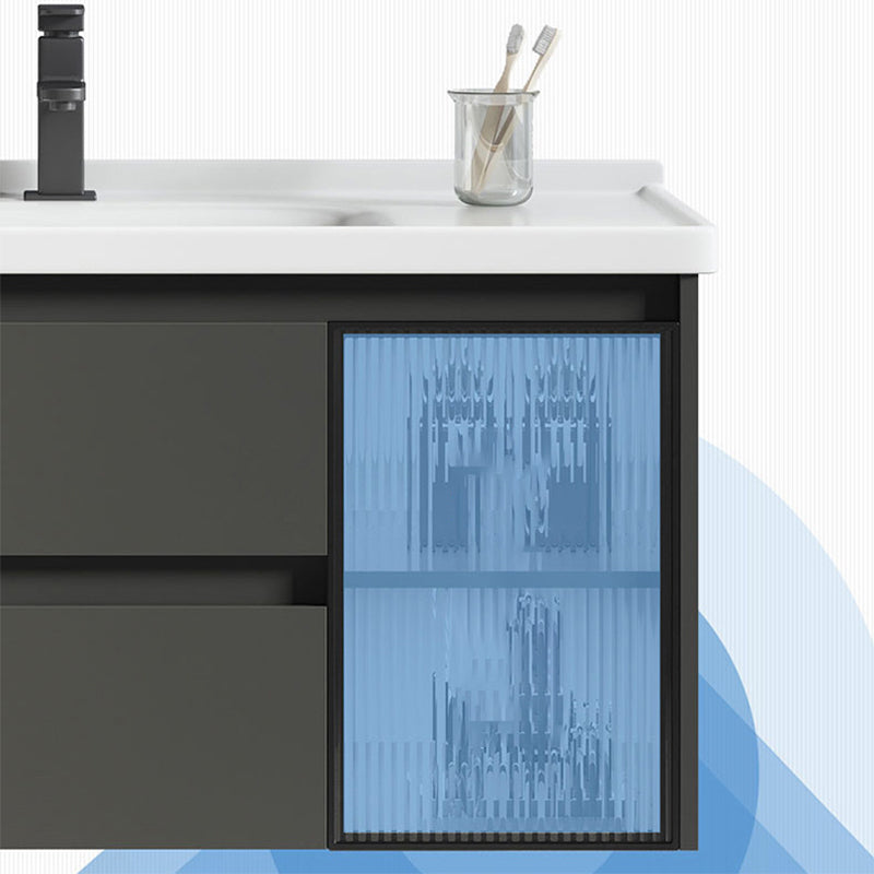 Modern Gray Vanity Sink Mirror Cabinet Wall-Mounted Bathroom Vanity Cabinet with Drawers