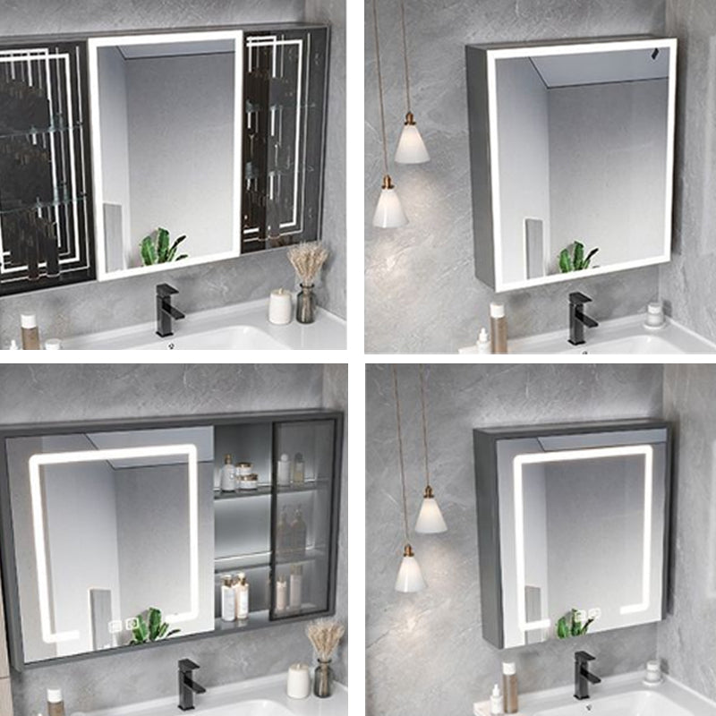 Modern Gray Vanity Sink Mirror Cabinet Wall-Mounted Bathroom Vanity Cabinet with Drawers