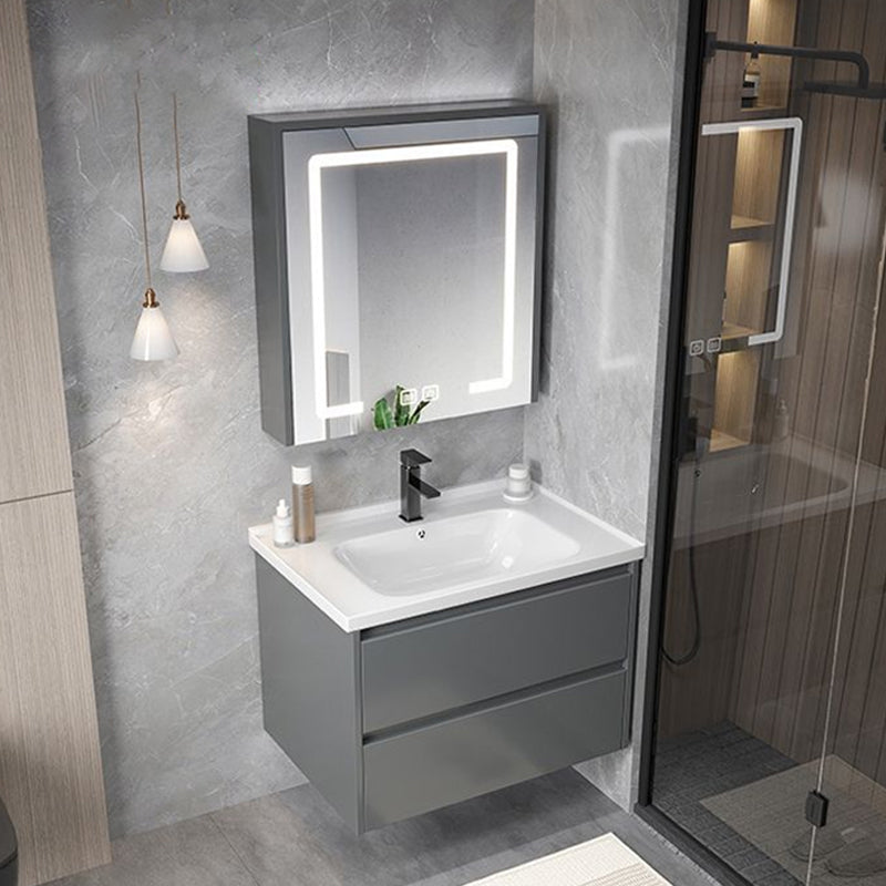 Modern Gray Vanity Sink Mirror Cabinet Wall-Mounted Bathroom Vanity Cabinet with Drawers