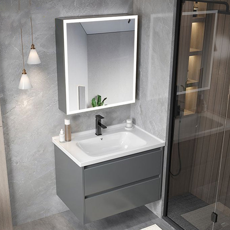 Modern Gray Vanity Sink Mirror Cabinet Wall-Mounted Bathroom Vanity Cabinet with Drawers