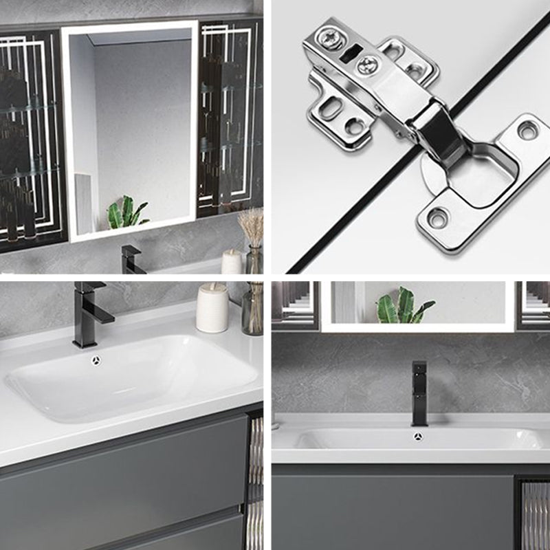 Modern Gray Vanity Sink Mirror Cabinet Wall-Mounted Bathroom Vanity Cabinet with Drawers