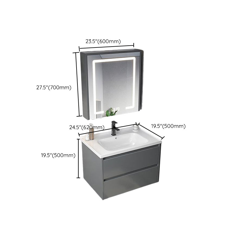 Modern Gray Vanity Sink Mirror Cabinet Wall-Mounted Bathroom Vanity Cabinet with Drawers