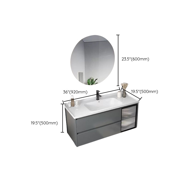 Modern Gray Vanity Sink Mirror Cabinet Wall-Mounted Bathroom Vanity Cabinet with Drawers