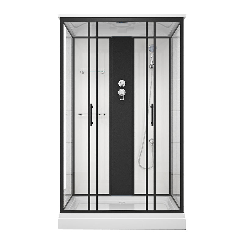 Contemporary Shower Stall Black Framed Tempered Glass Shower Stall