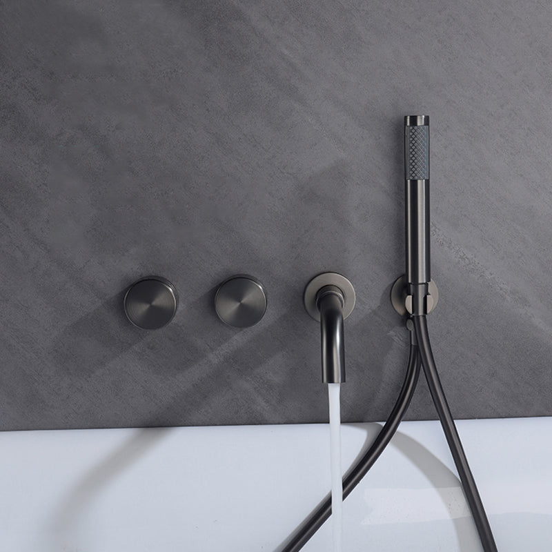 Wall Mounted Metal Tub Filler Low Arc Rotatable Tub Faucet Trim