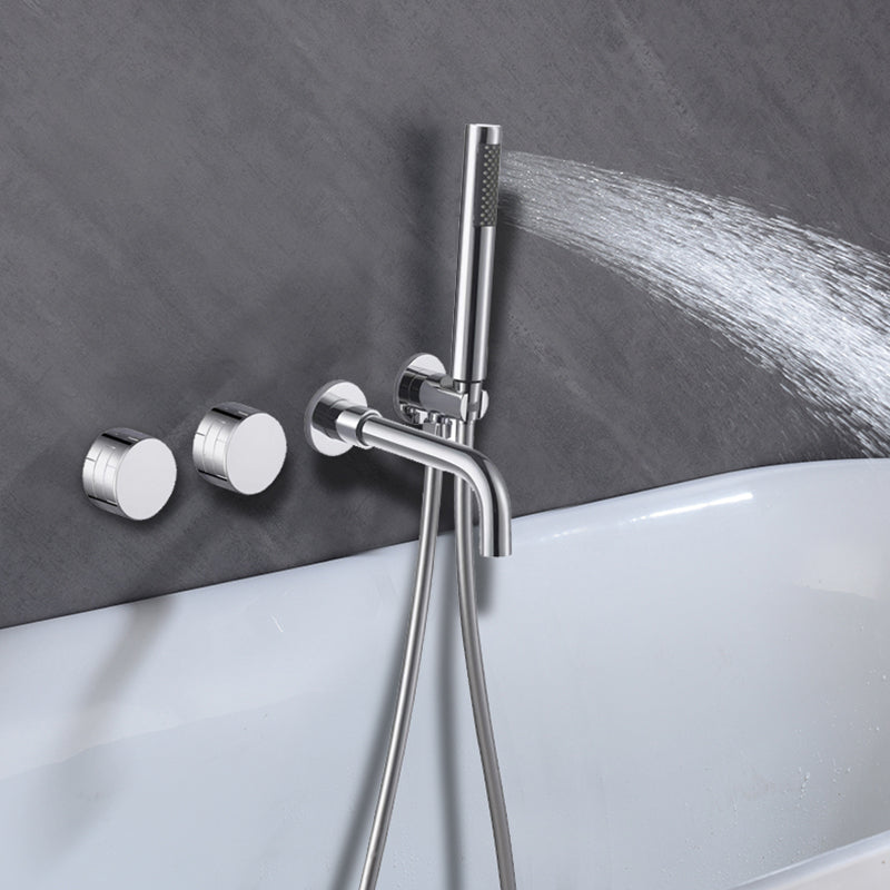 Wall Mounted Metal Tub Filler Low Arc Rotatable Tub Faucet Trim